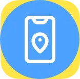 White outline of a mobile phone with a location pin, representing a Hyperlocal Digital Marketing Agency in Pune, on a blue circle with yellow border. - IPSense.com