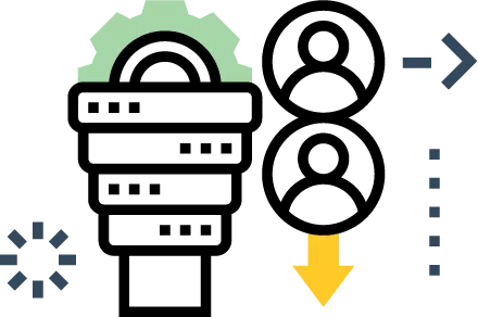 Hyperlocal Digital Marketing Agency illustration: funnel directs to two user icons, depicting Pune-based agency’s client conversion workflow. - IPSense.com