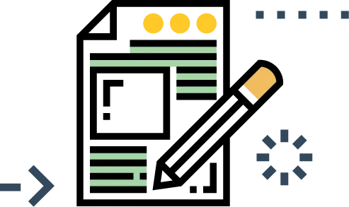 Illustration of a document, pencil, and icons highlighting hyperlocal digital marketing agency in Pune with text and images for effective outreach. - IPSense.com