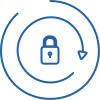 A blue padlock icon inside a circular arrow, highlighting secure solutions from a hyperlocal digital marketing agency in Pune. - IPSense.com