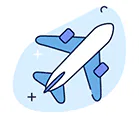 Simple illustration of a blue and white aeroplane, symbolising a hyperlocal digital marketing agency in Pune, on a light blue background with playful shapes. - IPSense.com