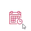 Red calendar icon with clock and black cursor, emphasising a Hyperlocal Digital Marketing Agency in Pune excelling at online schedule management. - IPSense.com