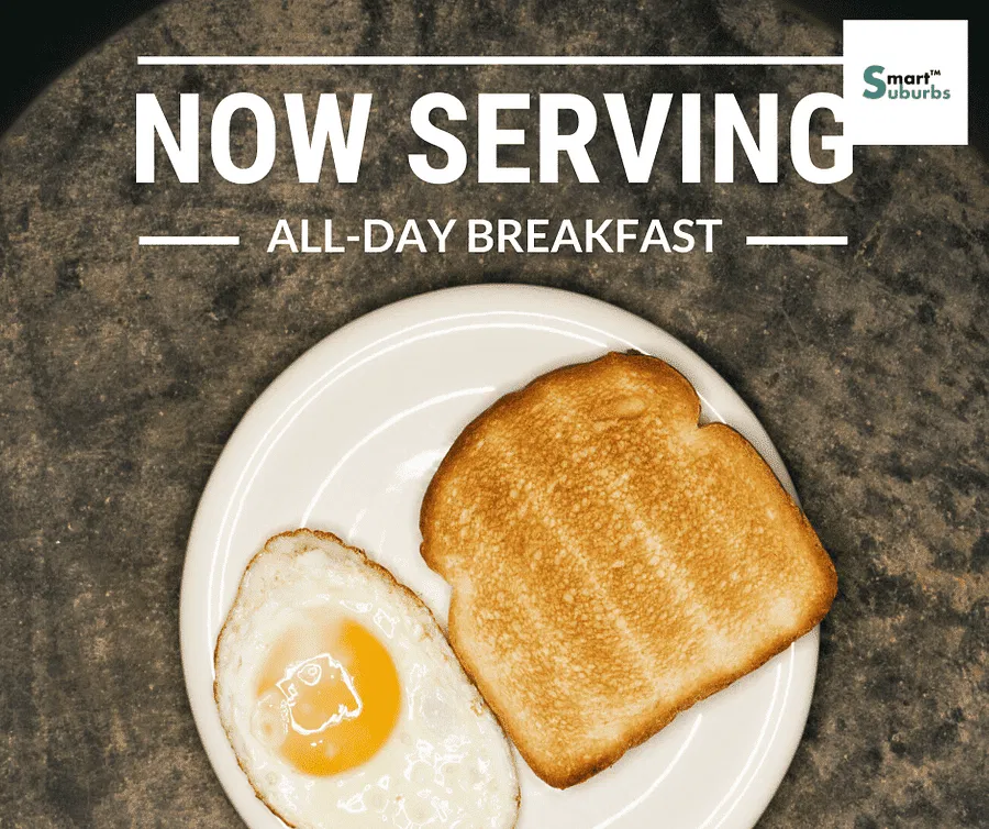 A plate with a fried egg and toast. Text above highlights Pune’s top hyperlocal digital marketing agency, offering all-day support for your business. - IPSense.com