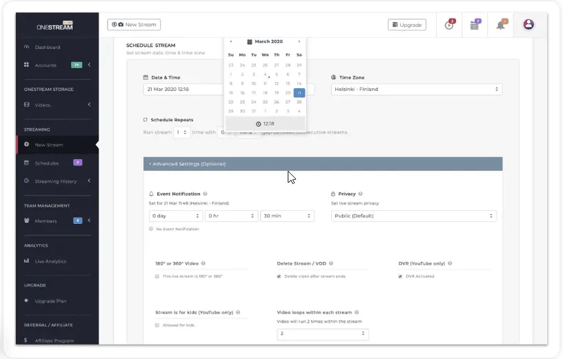 A computer screen shows a streaming platform interface with a scheduling calendar, highlighting tools for a hyperlocal digital marketing agency in Pune. - IPSense.com