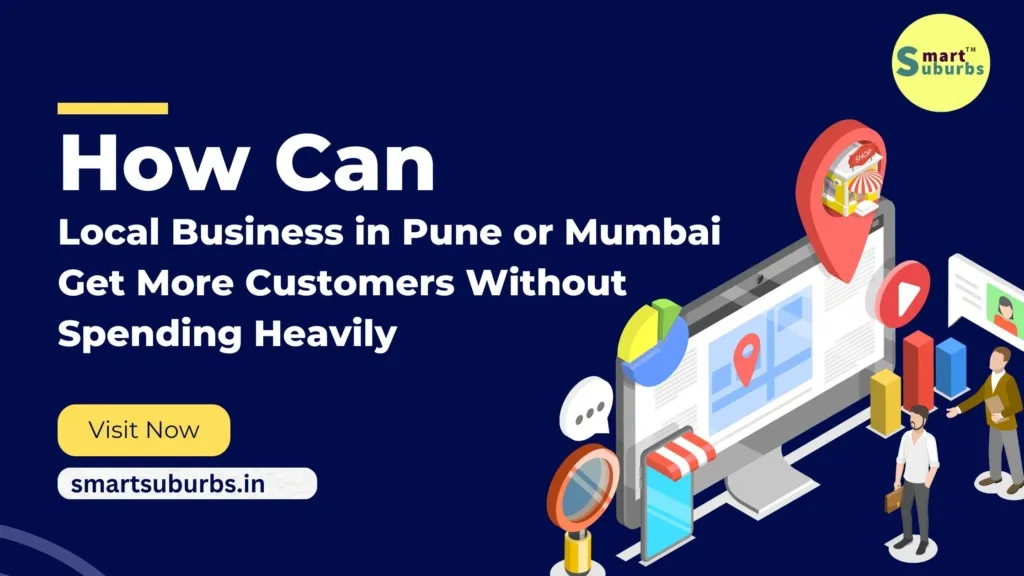A digital illustration of a computer with a map and location pins, highlighting a Hyperlocal Digital Marketing Agency for Pune and Mumbai businesses. - IPSense.com