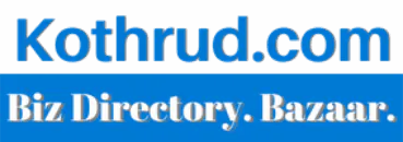 Hyperlocal Digital Marketing Agency logo with Kothrud.com above the tagline Biz Directory. Bazaar., on a blue and white background, for Pune businesses. - IPSense.com