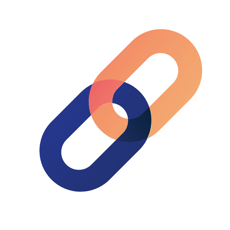 Two interlocking blue and orange chain links on white, representing a top hyperlocal digital marketing agency in Pune. - IPSense.com