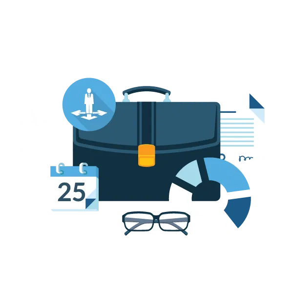 Illustration of business essentials, highlighting a Hyperlocal Digital Marketing Agency in Pune and symbolising office work and digital strategies. - IPSense.com