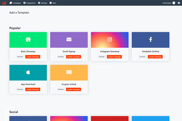 Hyperlocal Digital Marketing Agency Dashboard displaying six campaign templates, with focus on giveaways and social media competitions for Pune businesses. - IPSense.com