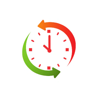 A clock at 10:00 with green and orange circular arrows, symbolising timely campaigns for a Hyperlocal Digital Marketing Agency in Pune. - IPSense.com