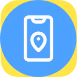 White outline of a mobile phone with a location pin, representing a Hyperlocal Digital Marketing Agency in Pune, on a blue circle with yellow border. - IPSense.com