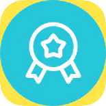 White outline of an award rosette with a star, symbolising a top Hyperlocal Digital Marketing Agency in Pune, on a blue circle and yellow background. - IPSense.com