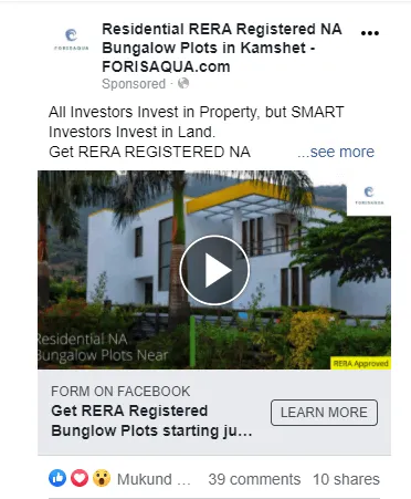 Residential NA Plot Forisaqua.com FB Ads