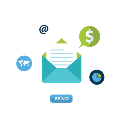 An open envelope with a letter, digital marketing icons around it—highlighting a top Hyperlocal Digital Marketing Agency based in Pune. - IPSense.com