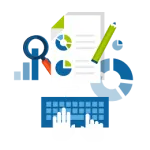 Hands typing at a keyboard, with charts and graphs above, highlighting hyperlocal digital marketing analysis at a Pune-based agency. - IPSense.com